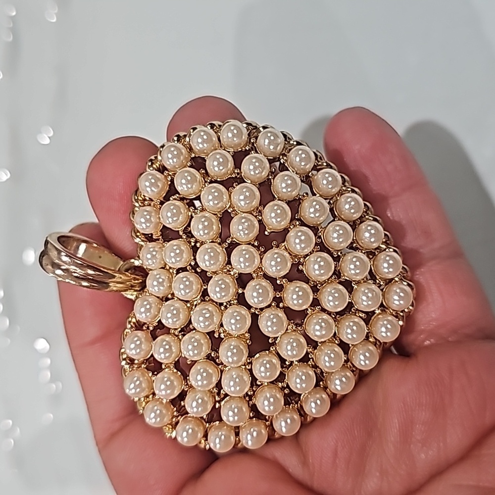 Big chunky elegant pearl heart-shaped gold and pendant CN - Picture 4 of 4